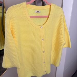Aerie Yellow Button-Up Cardigan